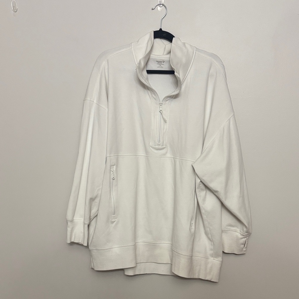 Old Navy Off-White Quarter-Zip Sweatshirt
